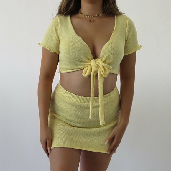 Two-Piece Set with Oversized Shirt and Wrap Skirt - Yellow main image 1